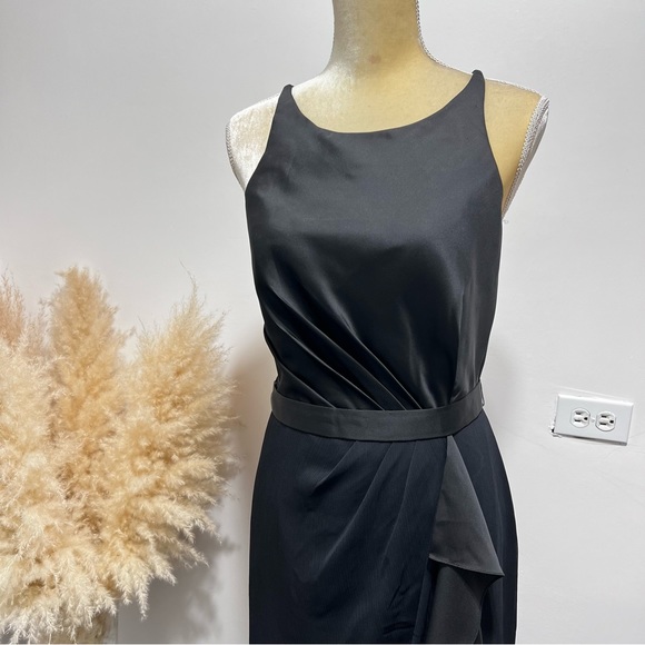 WHITE BY VERA WANG Charmeuse Chiffon Ruffle Dress Size 10 Strappy back in Black - Picture 9 of 13